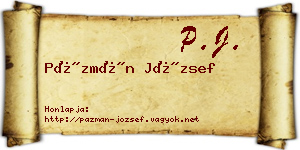 Pázmán József névjegykártya