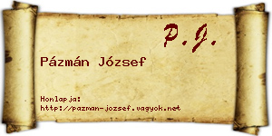 Pázmán József névjegykártya